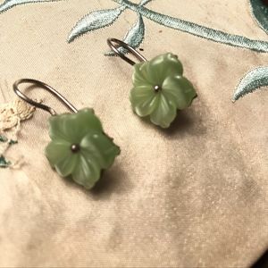 Flower drop earrings, sterling silver